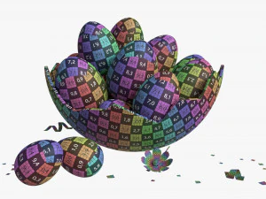 Easter Eggs in Chocolate Basket Composition 3D Model