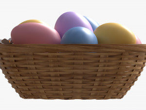 Easter Eggs in Wicker Basket Composition Model 3D