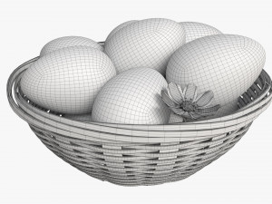 Easter Eggs in Wicker Basket Composition Model 3D