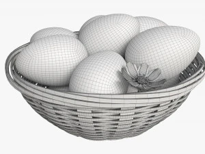 Easter Eggs in Wicker Basket Composition 3D Model