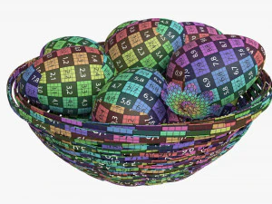 Easter Eggs in Wicker Basket Composition 3D Model