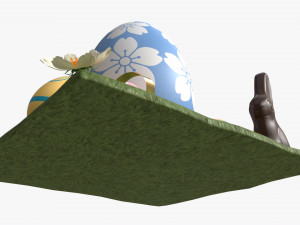 Easter Eggs Rabbit Flowers Composition Modelo 3D