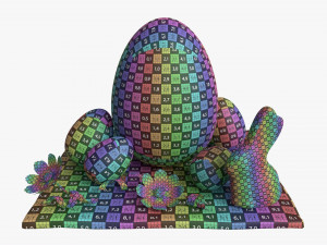 Easter Eggs Rabbit Flowers Composition Modelo 3D