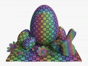 Easter Eggs Rabbit Flowers Composition 3D Model