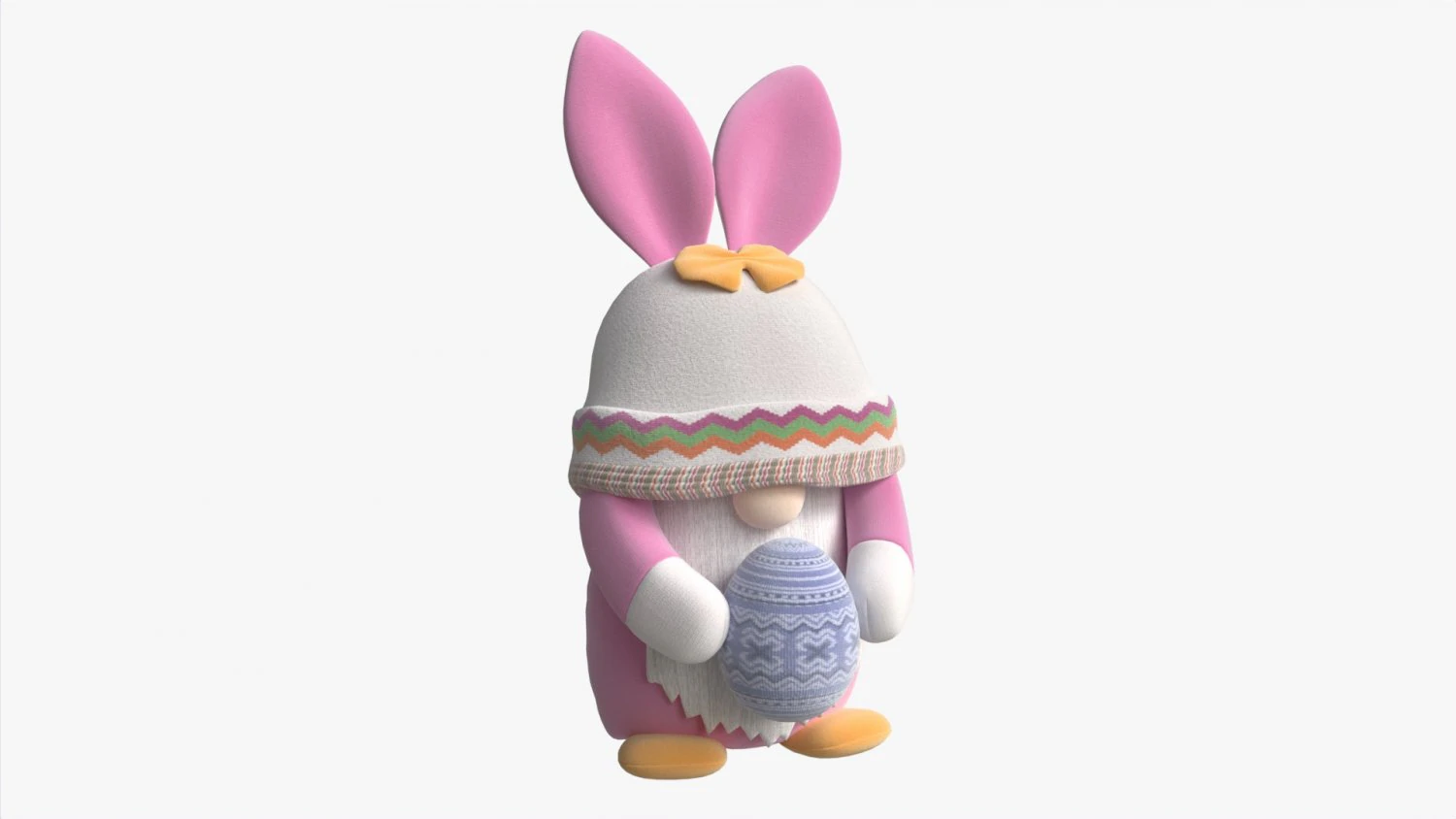 Easter Plush Doll Gnome With Egg 01 3D Model .c4d .max .obj .3ds .fbx .stl .blend