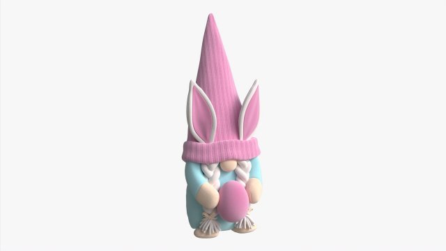 Easter Plush Doll Gnome With Egg 02 Modello 3D .c4d .max .obj .3ds .fbx .stl .blend 