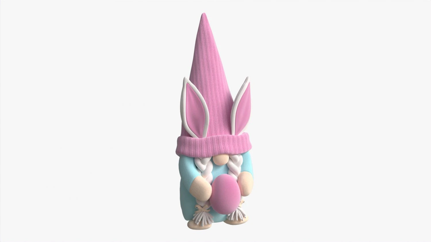 Easter Plush Doll Gnome With Egg 02 3D Model .c4d .max .obj .3ds .fbx .stl .blend 