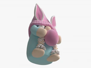 Easter Plush Doll Gnome With Egg 02 3D Model