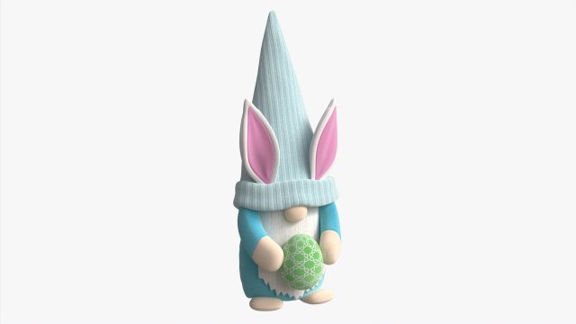 Easter Plush Doll Gnome With Egg 03 3D 模型 .c4d .max .obj .3ds .fbx .stl .blend 