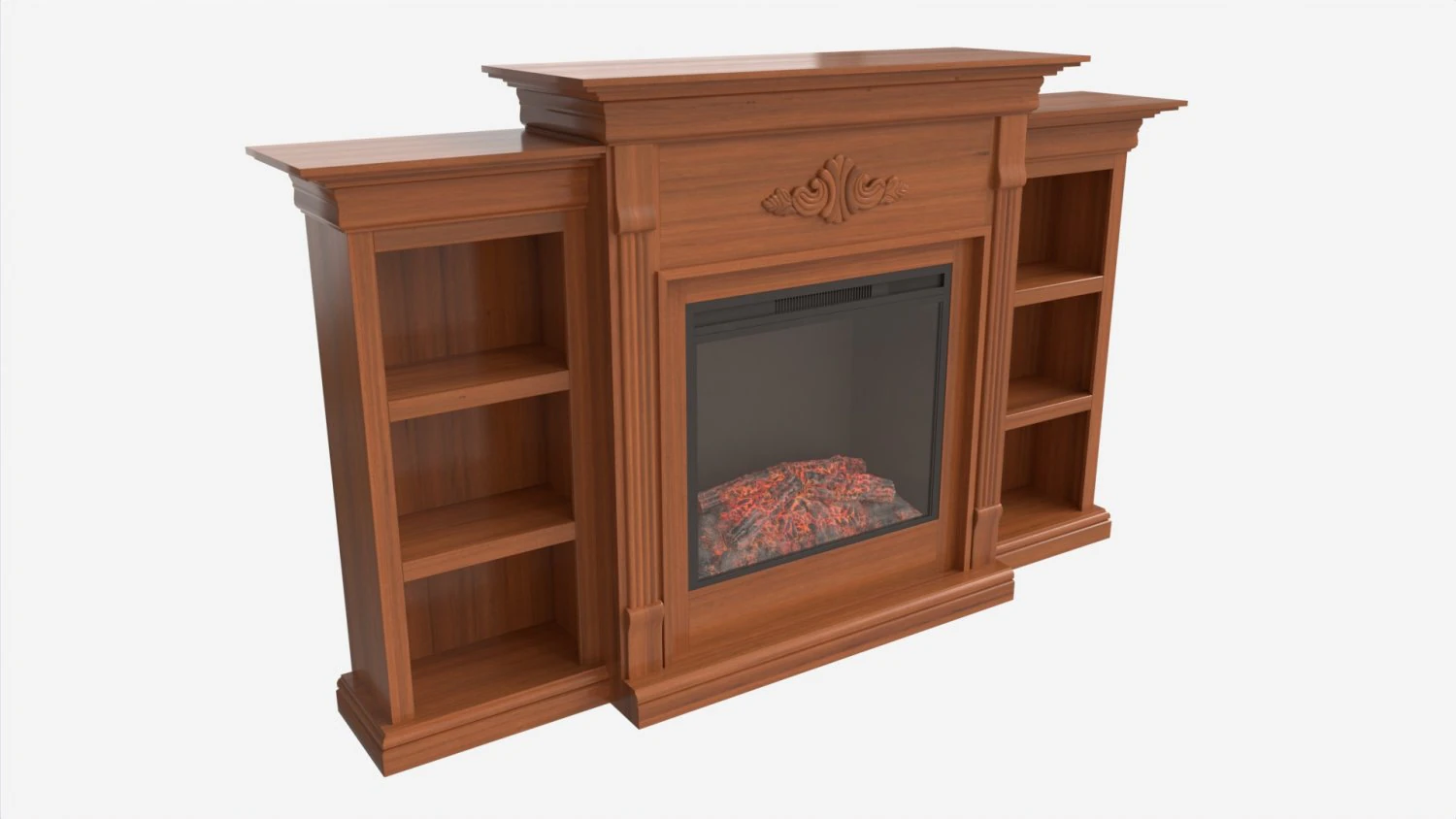 Electric Fireplace Glazed Pine Jennifer 3D Model .c4d .max .obj .3ds .fbx .stl .blend