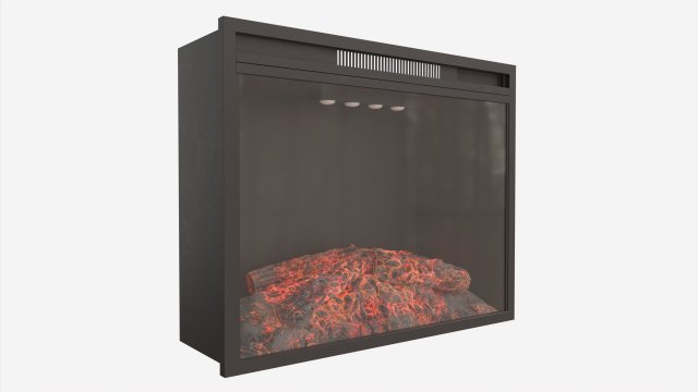 Electric Fireplace Heater Insert GZMR Modello 3D .c4d .max .obj .3ds .fbx .stl .blend 