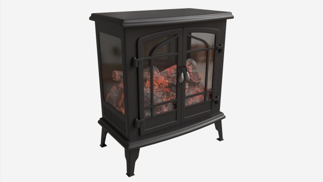 Electric Heater Fireplace Lokatse Home 01 3D Model .c4d .max .obj .3ds .fbx .stl .blend