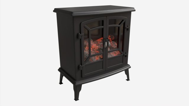 Electric Heater Fireplace Lokatse Home 02 3D 模型 .c4d .max .obj .3ds .fbx .stl .blend 