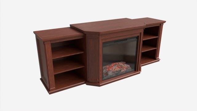 Electric Media Fireplace Wood Valmont Model 3D .c4d .max .obj .3ds .fbx .stl .blend 