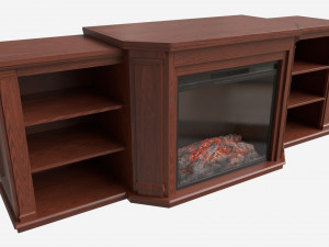 Electric Media Fireplace Wood Valmont Model 3D
