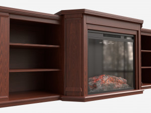 Electric Media Fireplace Wood Valmont Model 3D