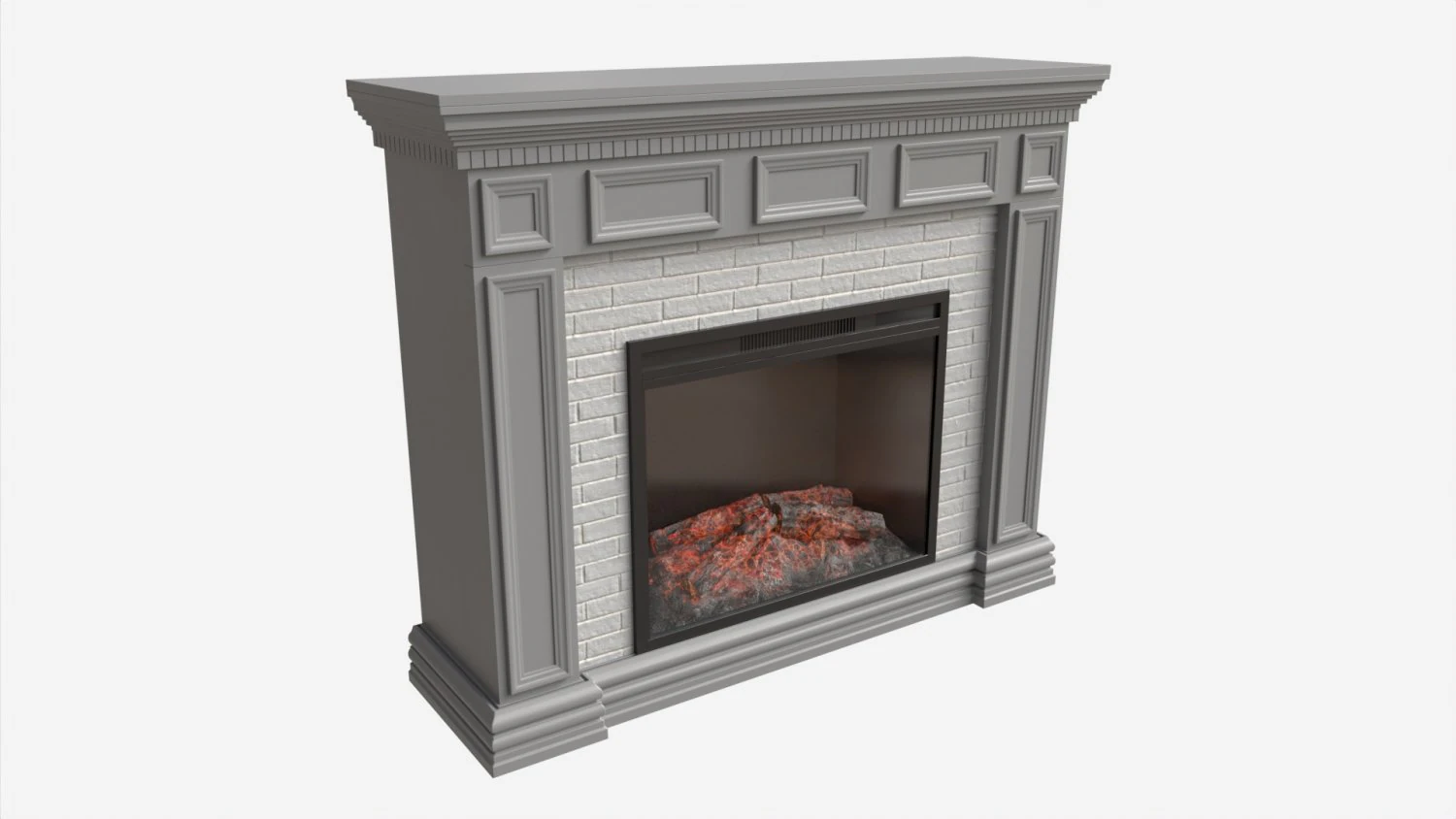 Fireplace in Faux Stone and Wood Delaro 3D Model .c4d .max .obj .3ds .fbx .stl .blend 