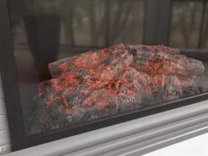 Fireplace in Faux Stone and Wood Delaro 3D Model