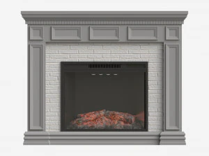 Fireplace in Faux Stone and Wood Delaro 3D Model