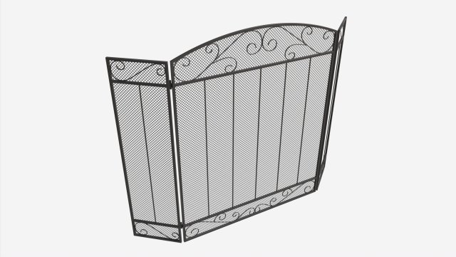 Folding Fireplace Screen 3-Panel 3D Модель .c4d .max .obj .3ds .fbx .stl .blend 