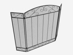 Folding Fireplace Screen 3-Panel 3D Model