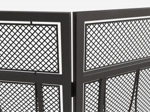 Folding Fireplace Screen 3-Panel Metal Mesh Modello 3D