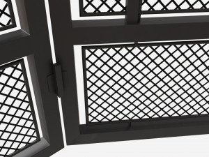 Folding Fireplace Screen 3-Panel Metal Mesh Modello 3D