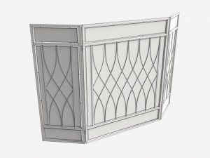 Folding Fireplace Screen 3-Panel Metal Mesh Modello 3D