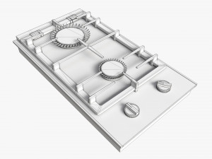 Gas Hob 2 Burners Glass Black 3D 모델