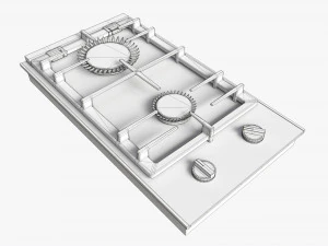 Table de Cuisson Gaz 2 Feux Verre Noir Modèle 3D