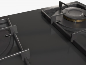 Gas Hob 4 Burners Glass Black 01 3D 模型
