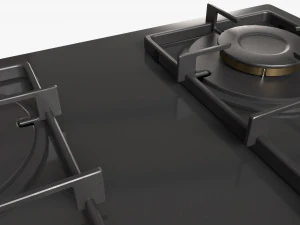 Газова варильна панель 4 конфорки Glass Black 01 3D Модель