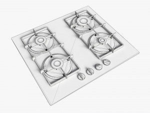 Gas Hob 4 Burners Glass Black 01 3D 模型