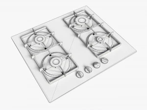 Газова варильна панель 4 конфорки Glass Black 01 3D Модель