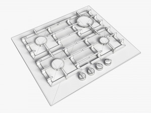 Gas Hob 4 Burners Glass Black 02 3D Модель