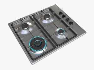 Gas Hob 4 Burners White 3D Модель