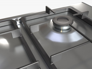 Gas Hob 4 Burners White 3D Model