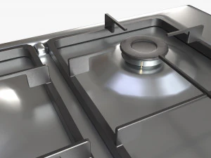 Gas Hob 4 Burners White 3D Model