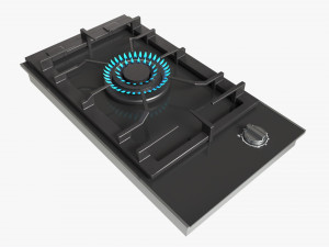 Gas Hob One Burner Glass Black Modelo 3D