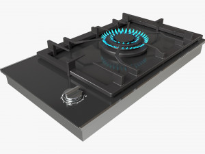 Gas Hob One Burner Glass Black 3D Модель