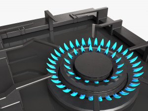 Gas Hob One Burner Glass Black 3D Модель