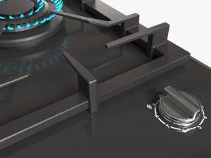 Gas Hob One Burner Glass Black 3D Модель