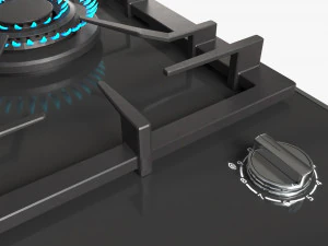 Gas Hob One Burner Glass Black 3D Model
