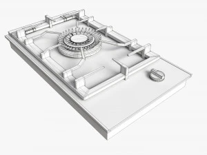 Gas Hob One Burner Glass Black 3D Model