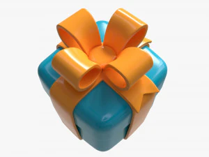 Gift Box with Ribbon Stylized 3D Model