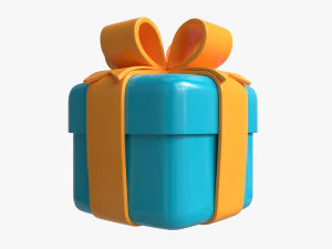 Gift Box with Ribbon Stylized 3D Model