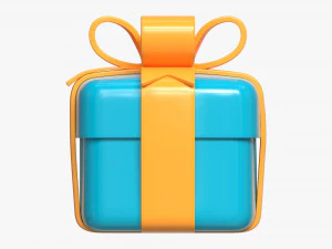 Gift Box with Ribbon Stylized 3D Model