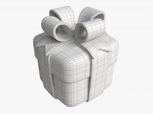 Gift Box with Ribbon Stylized 3D Model