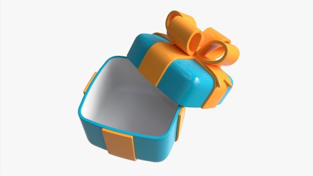 Gift Box with Ribbon Stylized Open 3D Model .c4d .max .obj .3ds .fbx .stl .blend 