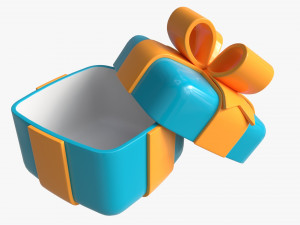 Gift Box with Ribbon Stylized Open 3D Model